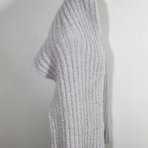 Gray Rib Blanket Scarf One Size Gray Fluffy Ribbed Knit Scarf - Picture 3 of 6